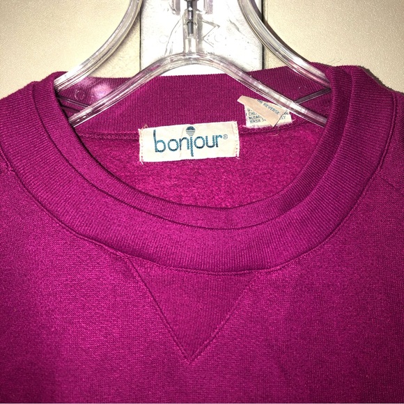 #1049 Bonjour, vintage sweatshirt Upper front pocket large - Picture 4 of 6